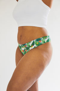 Close-up of the tropical print on Bonks 3-Pack Thong