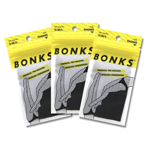 Bonks Black Magic thong 3-pack on display